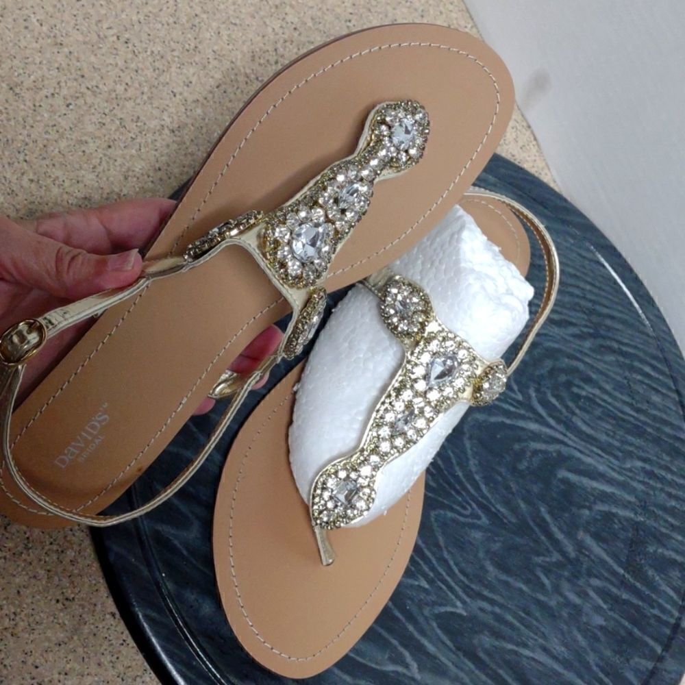 David's Bridal Bling Sandals Size 10